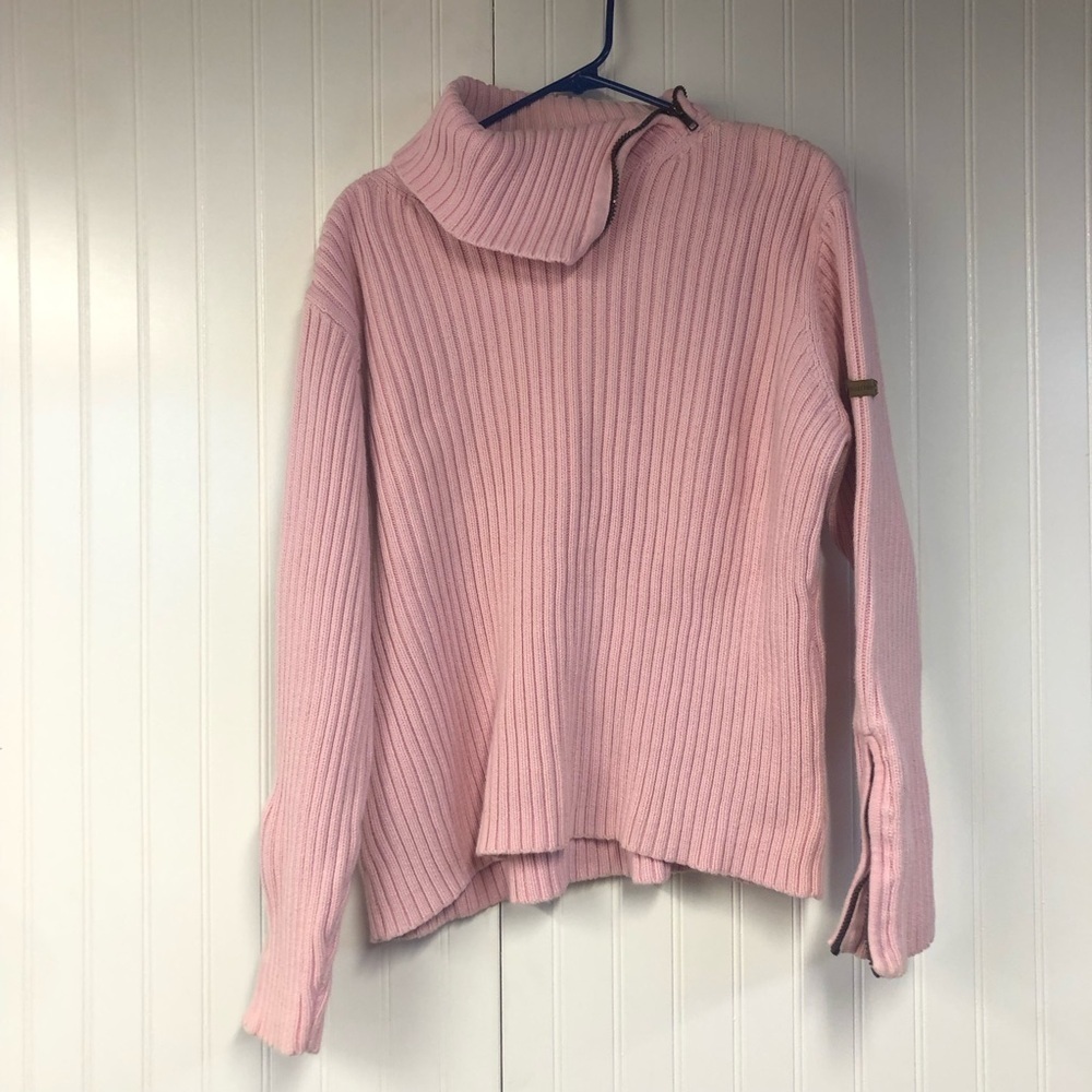 Ruff Hewn Pink Ribbed Turtleneck ZipperCollar Sweater XL 100% Cotton